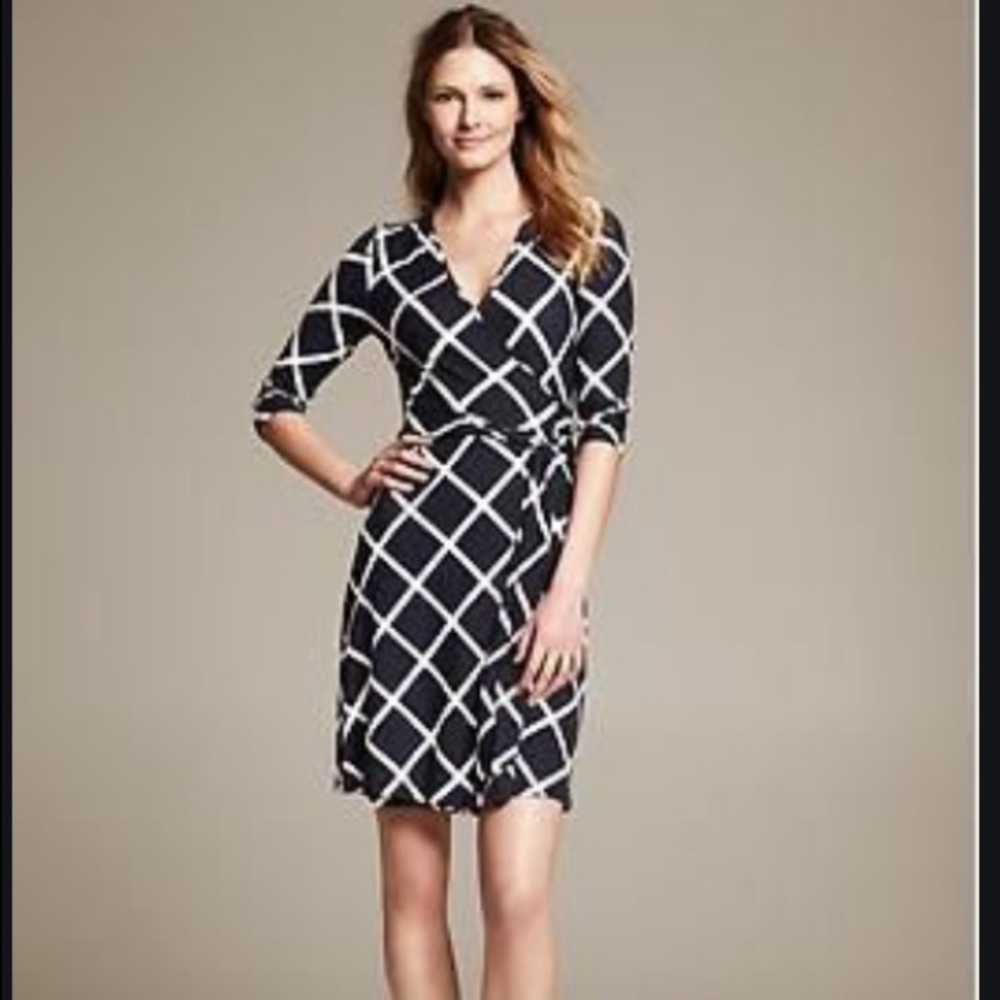 Banana Republic Windowpane Gemma Wrap Dress
